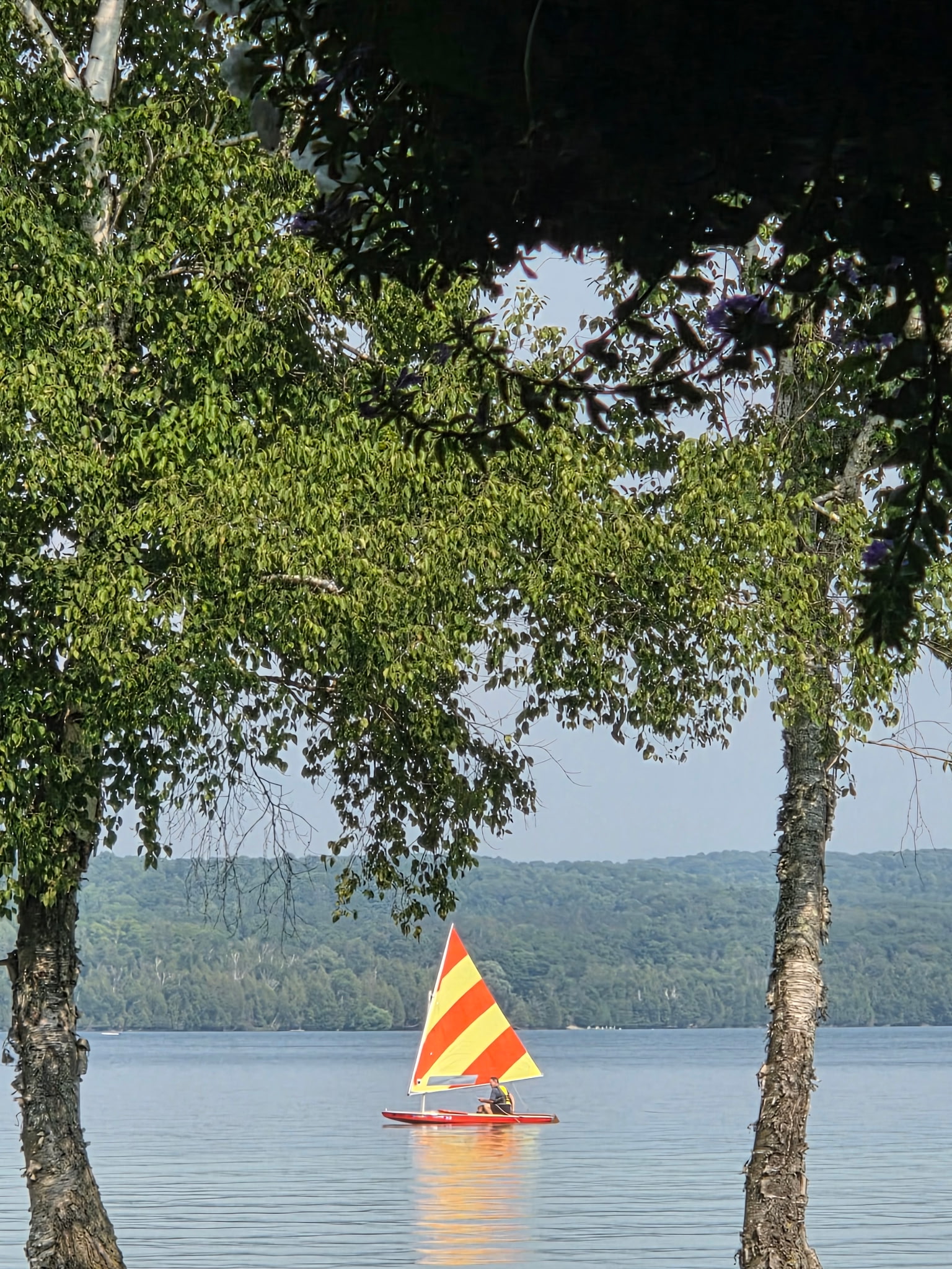 Orange & yellow Sunfish sail